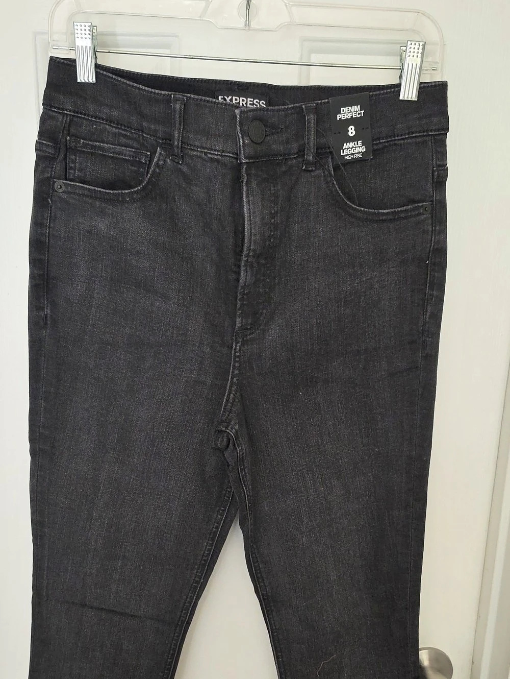 Express Denim Perfect High Waisted Ankle Legging Jeans Black Size 8